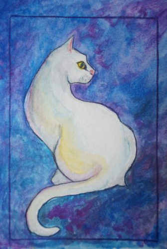 White Cat Watercolour