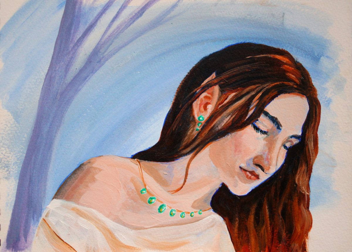 A4 acrylic portrait of an Elven Lady